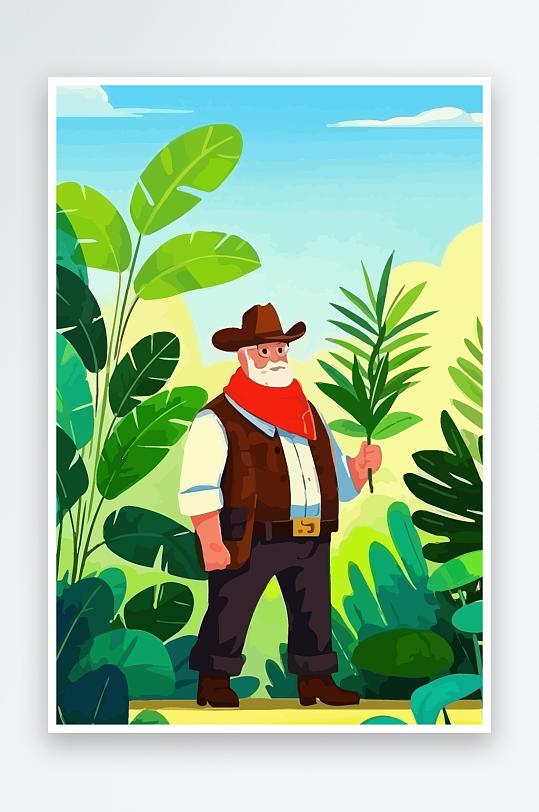 白胡子老人图标矢量插画图形元素-众图网