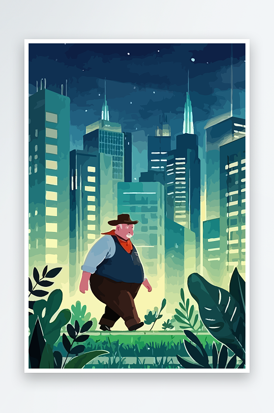 白胡子老人图标矢量插画图形元素-众图网