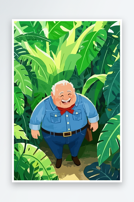 白胡子老人图标矢量插画图形元素-众图网