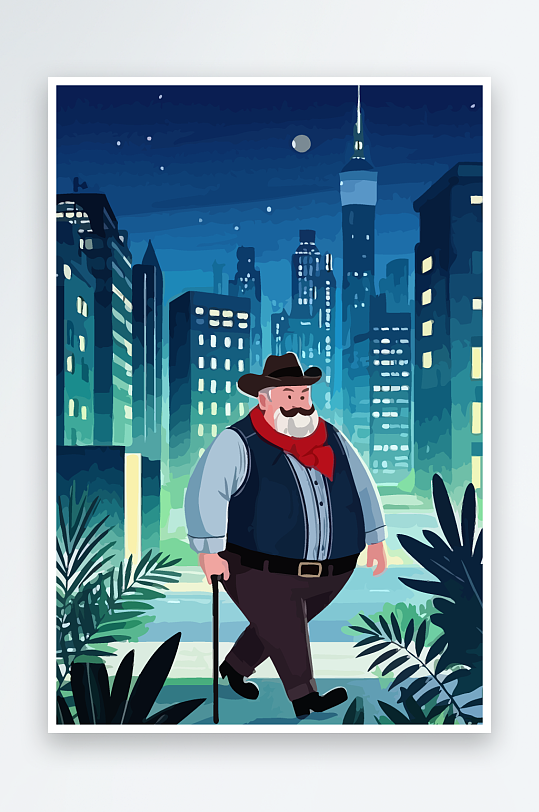 白胡子老人图标矢量插画图形元素-众图网