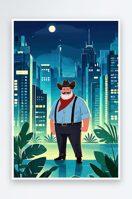 白胡子老人图标矢量插画图形元素-众图网