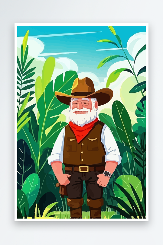 白胡子老人图标矢量插画图形元素-众图网