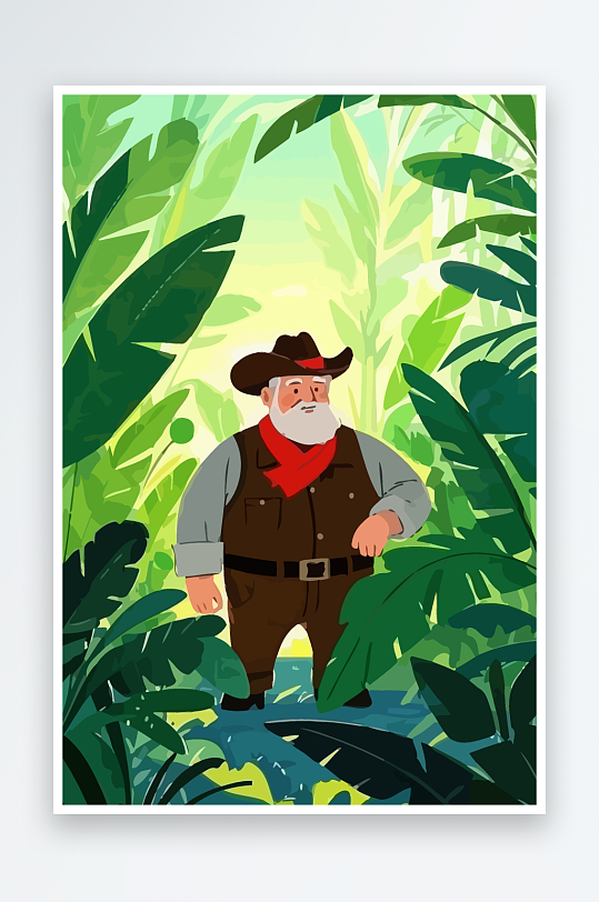 白胡子老人图标矢量插画图形元素-众图网