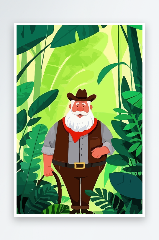 白胡子老人图标矢量插画图形元素-众图网