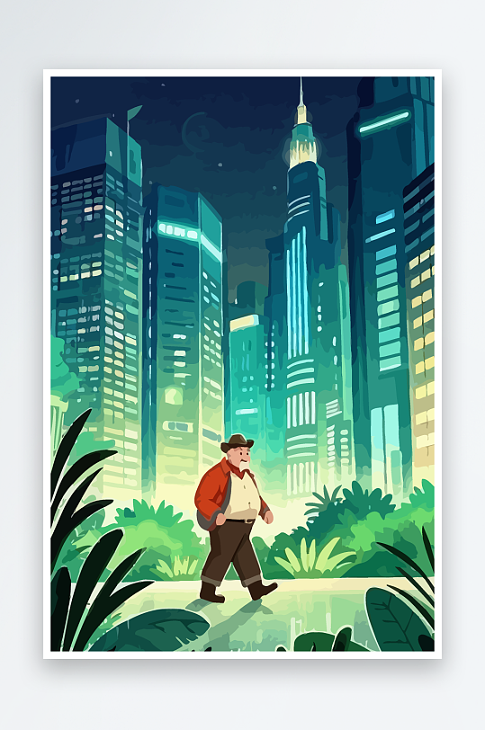 白胡子老人图标矢量插画图形元素-众图网