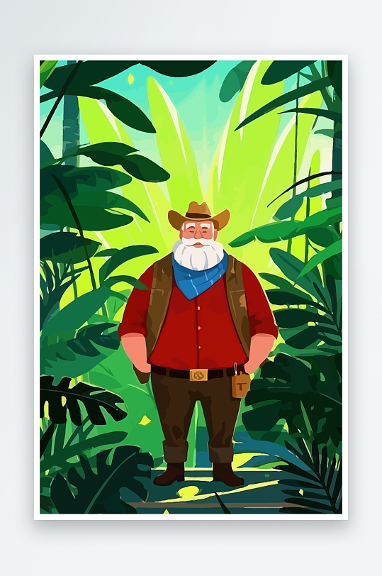 白胡子老人图标矢量插画图形元素-众图网