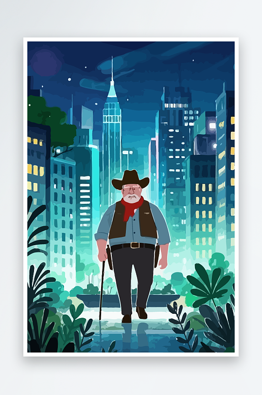 白胡子老人图标矢量插画图形元素-众图网