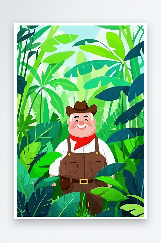 白胡子老人图标矢量插画图形元素-众图网