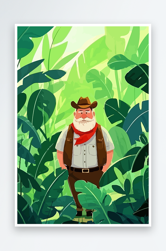 白胡子老人图标矢量插画图形元素-众图网