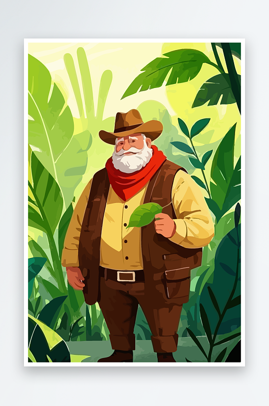 白胡子老人图标矢量插画图形元素-众图网