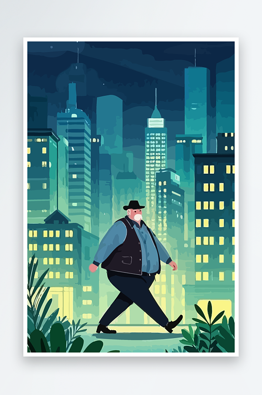 白胡子老人矢量插画图形元素-众图网