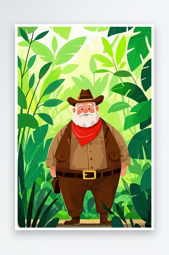 白胡子老人矢量插画图形元素-众图网