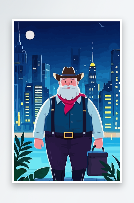 白胡子老人矢量插画图形元素-众图网