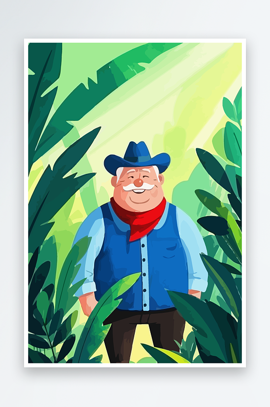 白胡子老人矢量插画图形元素-众图网