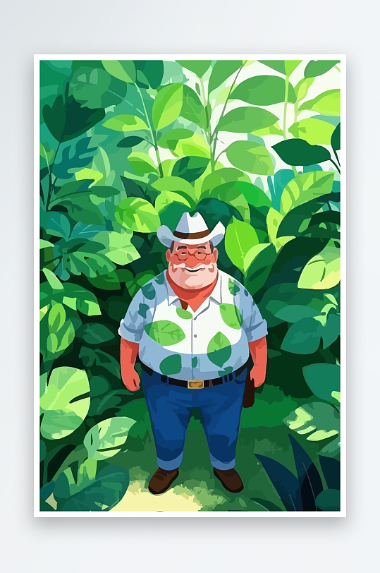 白胡子老人矢量插画图形元素-众图网