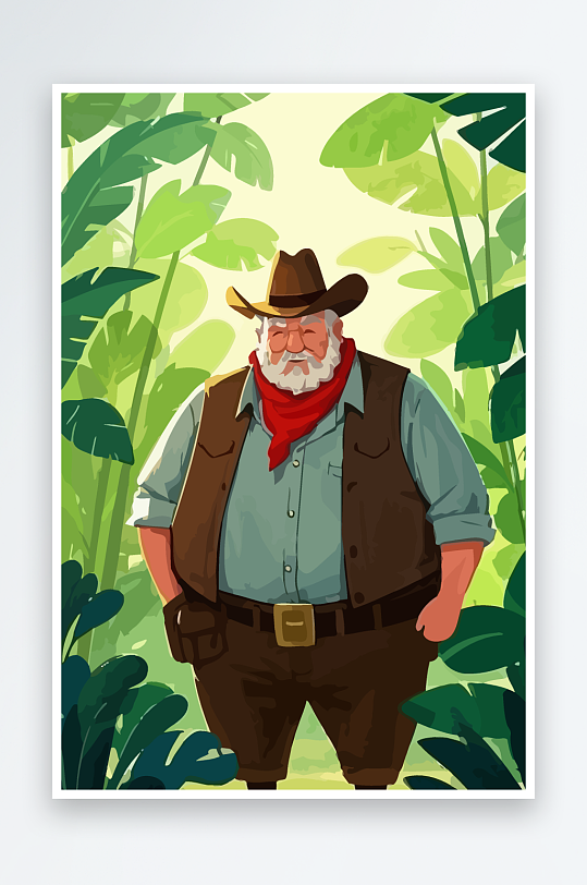 白胡子老人矢量插画图形元素-众图网