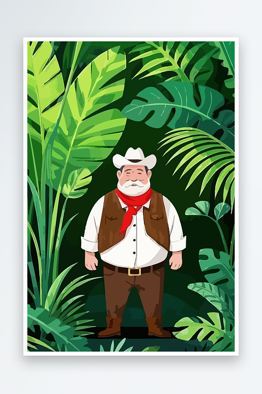 白胡子老人矢量插画图形元素-众图网