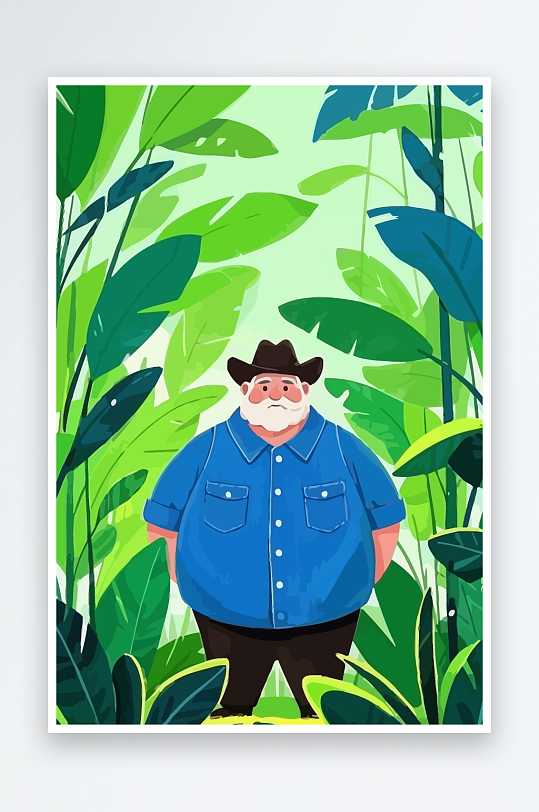 白胡子老人矢量插画图形元素-众图网