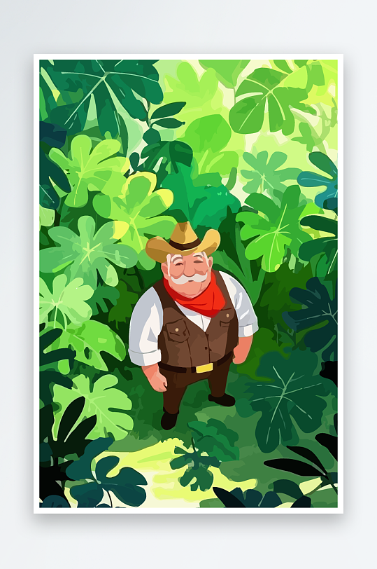 白胡子老人矢量插画图形元素-众图网