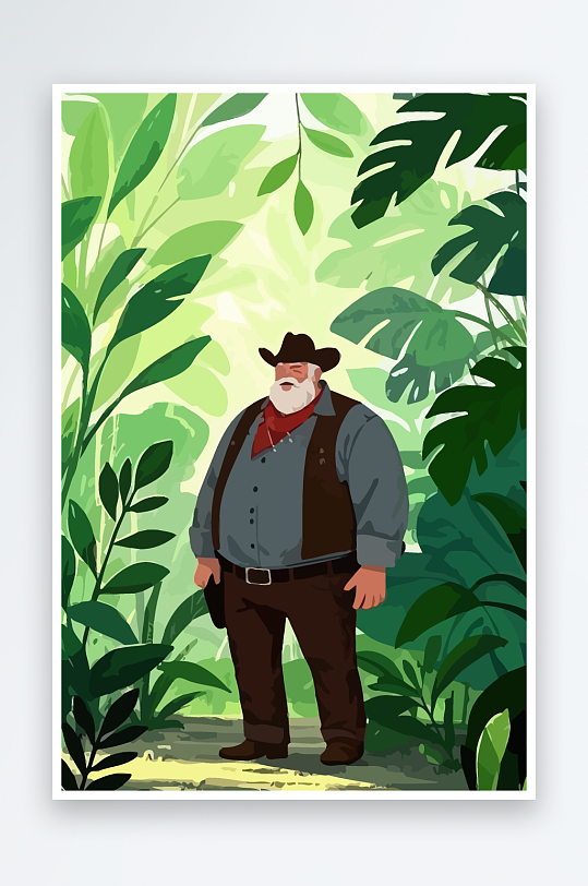 白胡子老人矢量插画图形元素-众图网