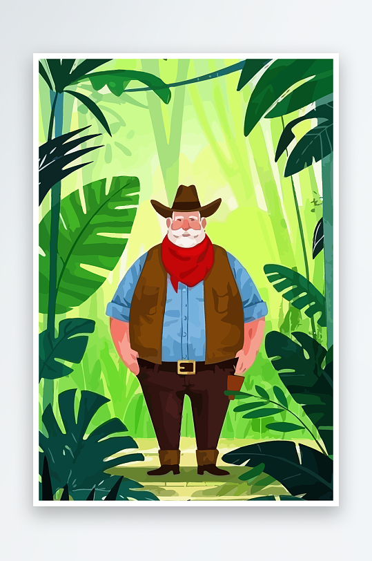 白胡子老人矢量插画图形元素-众图网