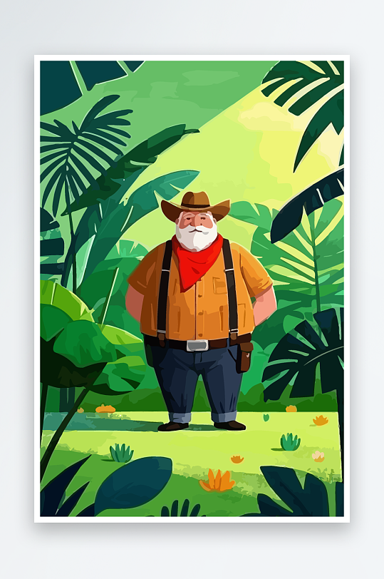 白胡子老人矢量插画图形元素-众图网