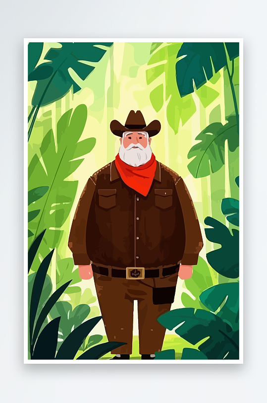 白胡子老人图标矢量插画图形元素-众图网