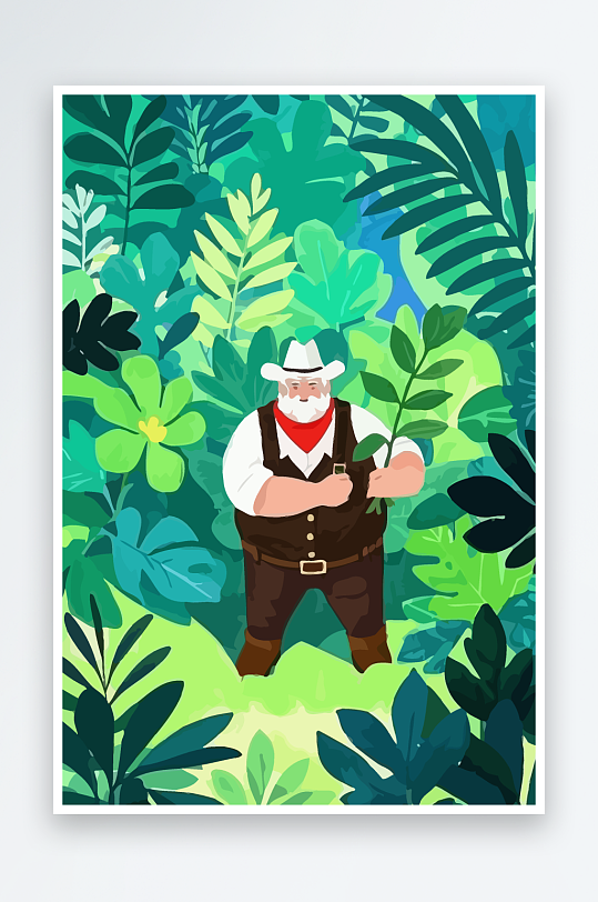 白胡子老人图标矢量插画图形元素-众图网