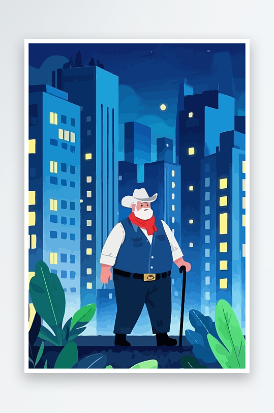 白胡子老人图标矢量插画图形元素-众图网