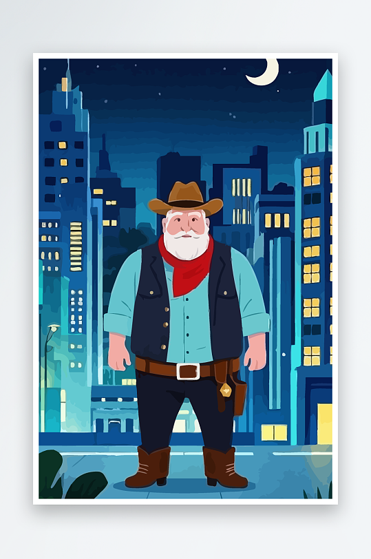 白胡子老人图标矢量插画图形元素-众图网