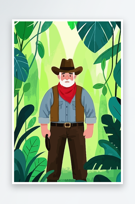 白胡子老人图标矢量插画图形元素-众图网