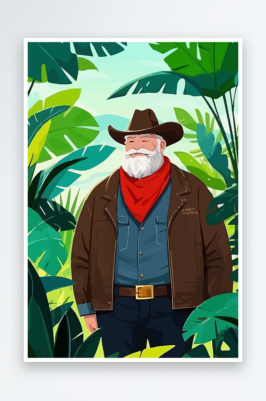 白胡子老人图标矢量插画图形元素-众图网