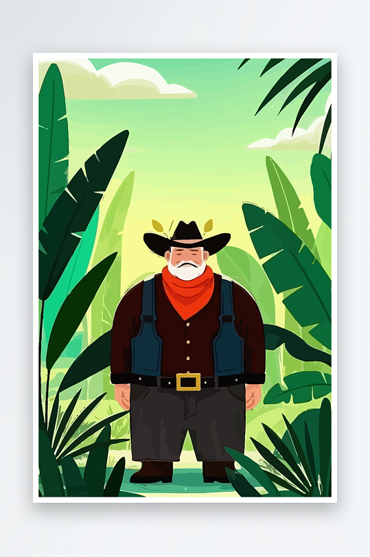 白胡子老人图标矢量插画图形元素-众图网