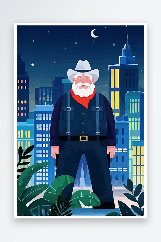 白胡子老人图标矢量插画图形元素-众图网