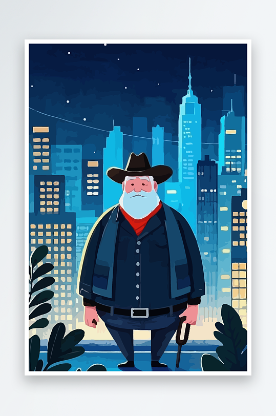 白胡子老人图标矢量插画图形元素-众图网