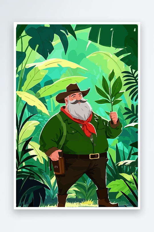 白胡子老人图标矢量插画图形元素-众图网