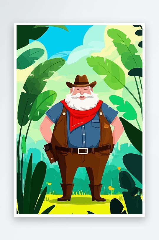 白胡子老人图标矢量插画图形元素-众图网