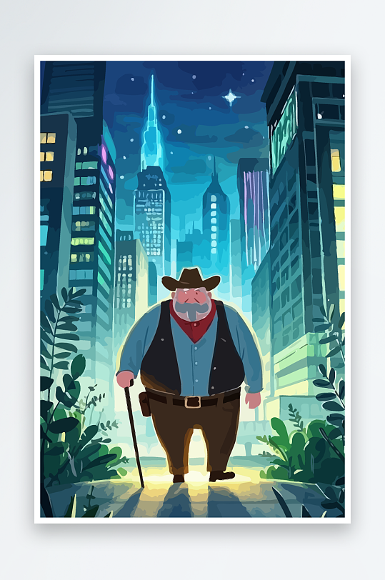 白胡子老人图标矢量插画图形元素-众图网