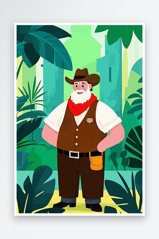 白胡子老人图标矢量插画图形元素-众图网