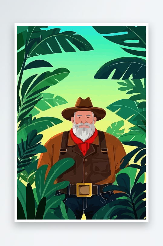 白胡子老人图标矢量插画图形元素-众图网