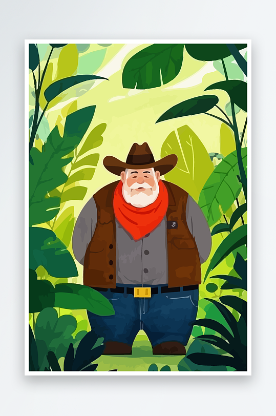 白胡子老人图标矢量插画图形元素-众图网