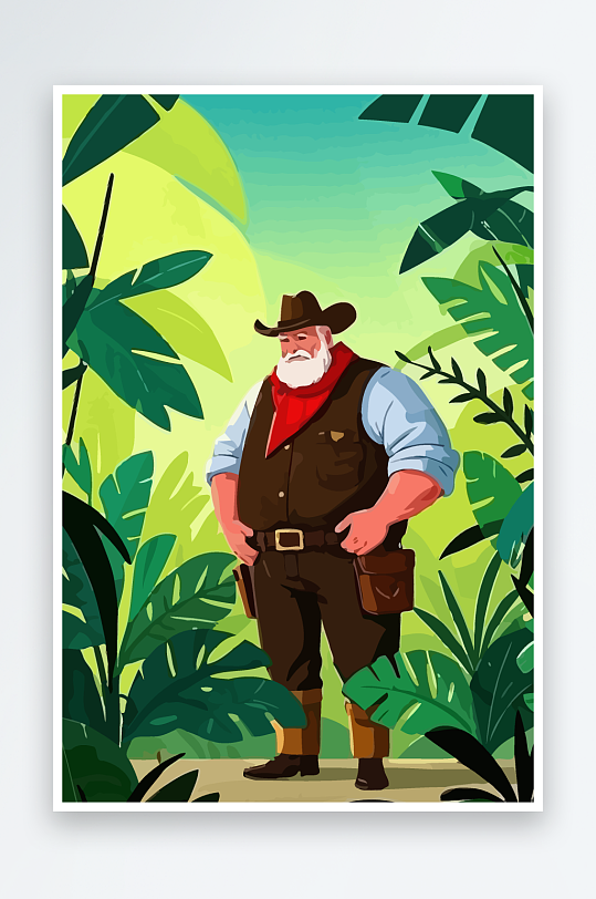 白胡子老人图标矢量插画图形元素-众图网