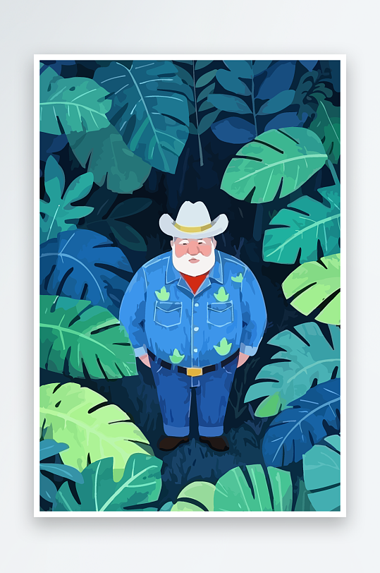 白胡子老人量插画图形元素-众图网