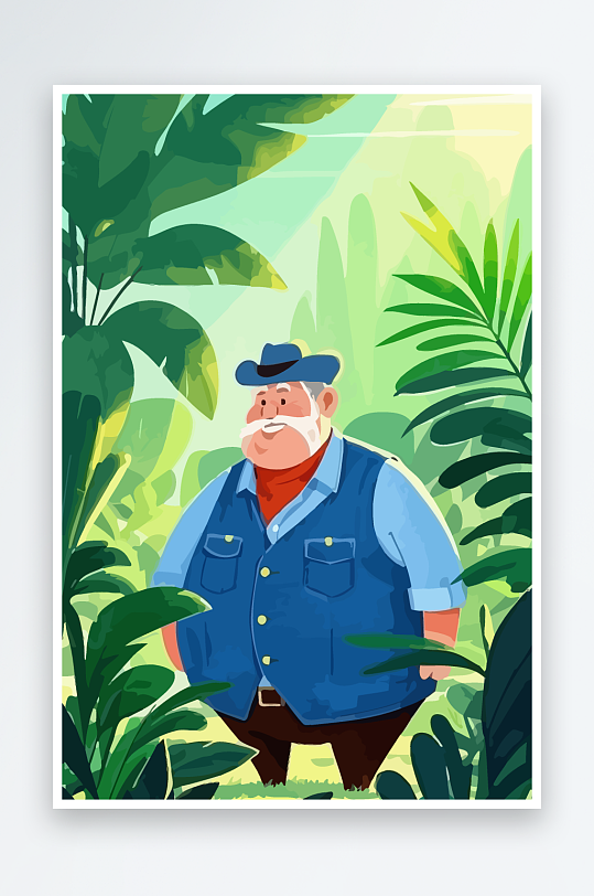 白胡子老人量插画图形元素-众图网