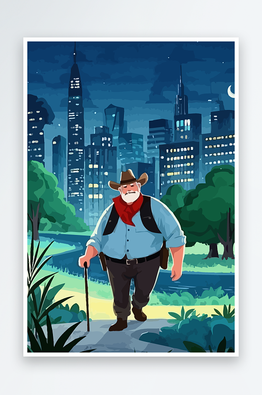 白胡子老人量插画图形元素-众图网