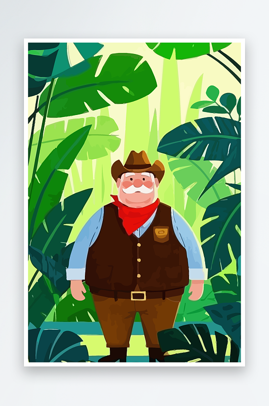 白胡子老人量插画图形元素-众图网