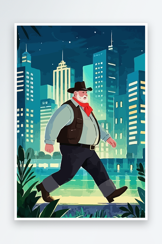 白胡子老人量插画图形元素-众图网