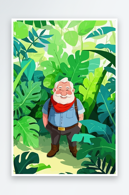 白胡子老人量插画图形元素-众图网