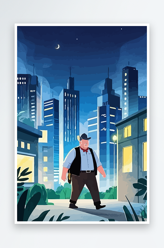 白胡子老人量插画图形元素-众图网