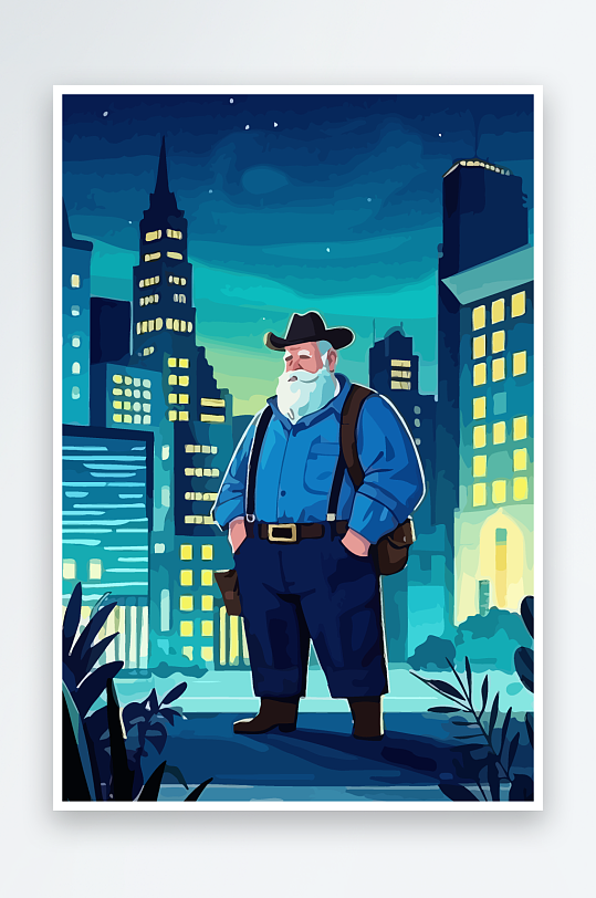 白胡子老人量插画图形元素-众图网